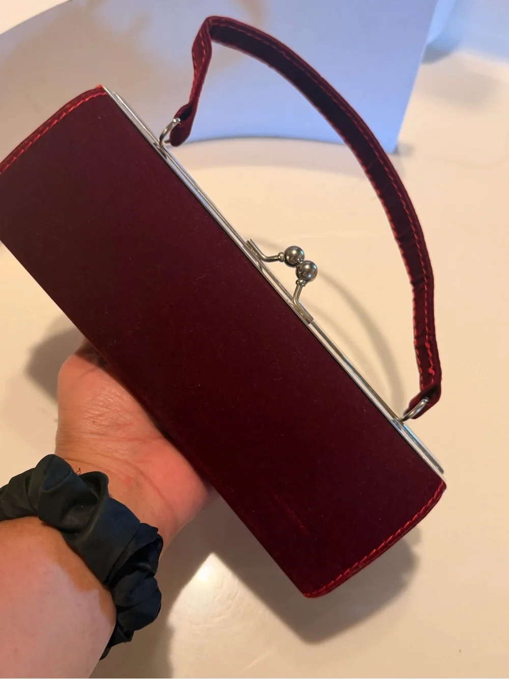 Velvet Evening Clutch Wristlet in Deep Burgundy